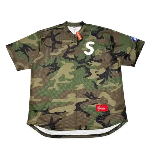Supreme S-Logo Camouflage Baseball Jersey