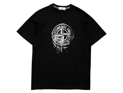Stone Island Distressed Compass Logo T-Shirt