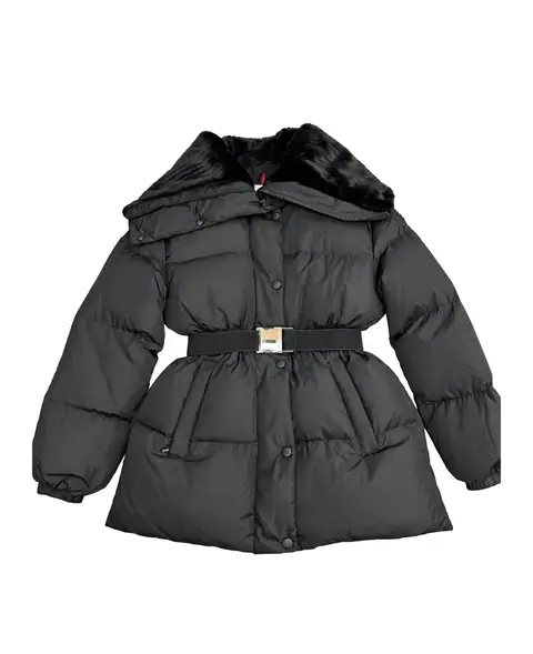 Moncler Women's Brasseurs Down Jacket with Faux Fur Trim