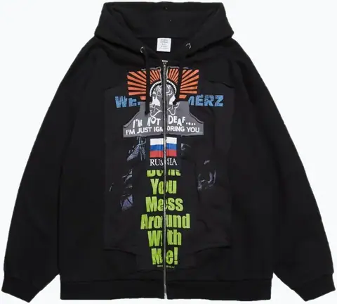 Vetements Russia Patch Zip Up Hoodie