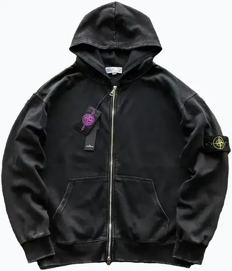 Stone Island Washed Zip Up Hoodie